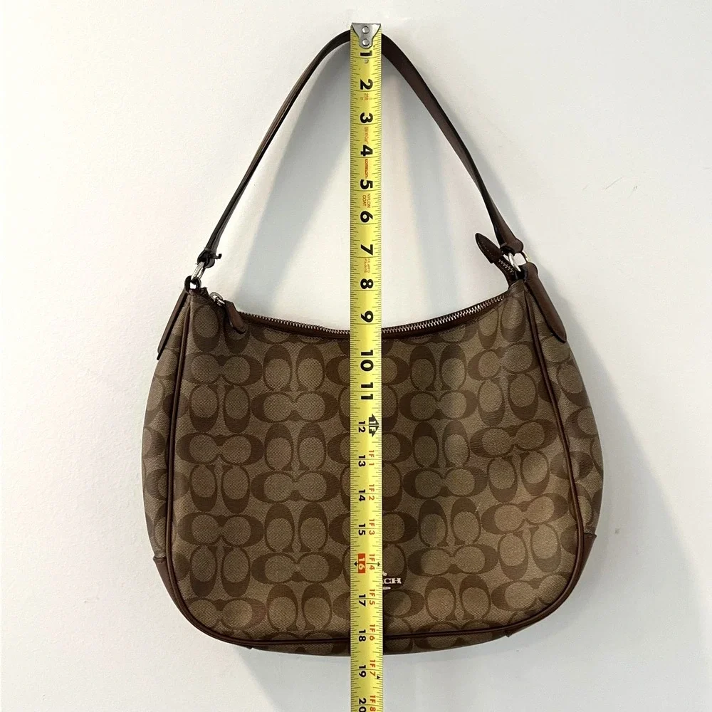 Coach Signature Zip Shoulder Bag Brown Coated Canvas Leather Trim  F29209 - Picture 14 of 16